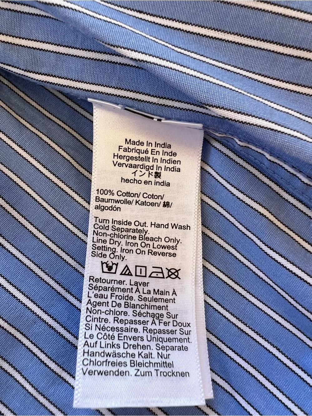 J. Crew Blue and White Pinstripe Embellished Button-Down Shirt